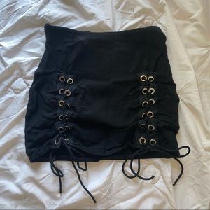 Black Pencil Skirt with Ties